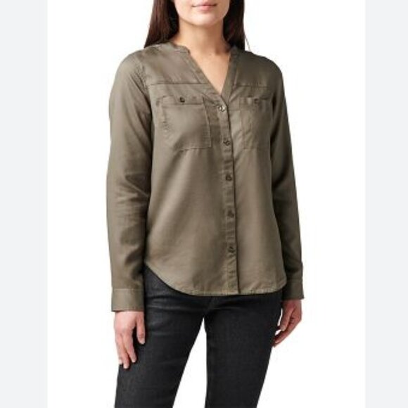 5.11 Tactical Tops - 5.11 Tactical Women's size‎ XL Olive Green Split Neck Leslie Button Down
